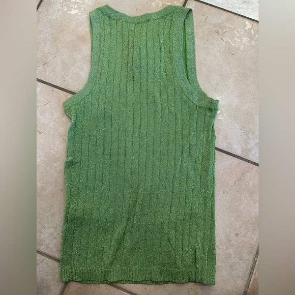BNWT ZARA Ribbed Green Sparkle Tank Size Small - Picture 2 of 3
